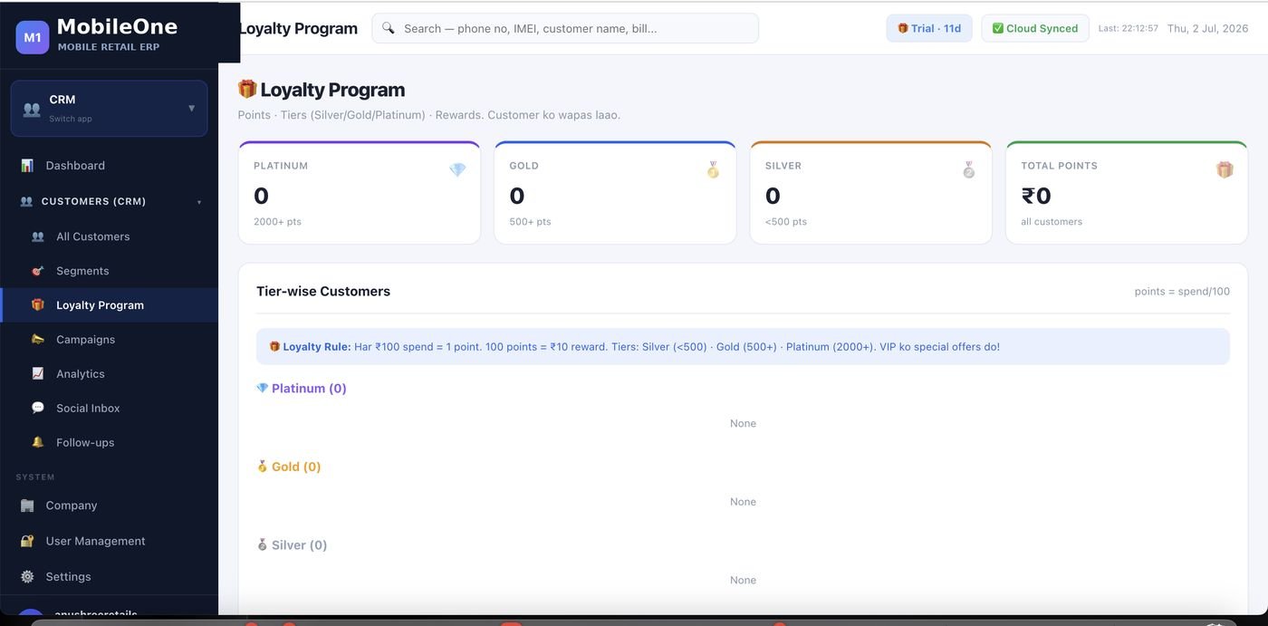 CRM — loyalty program aur customer tiers (demo data)